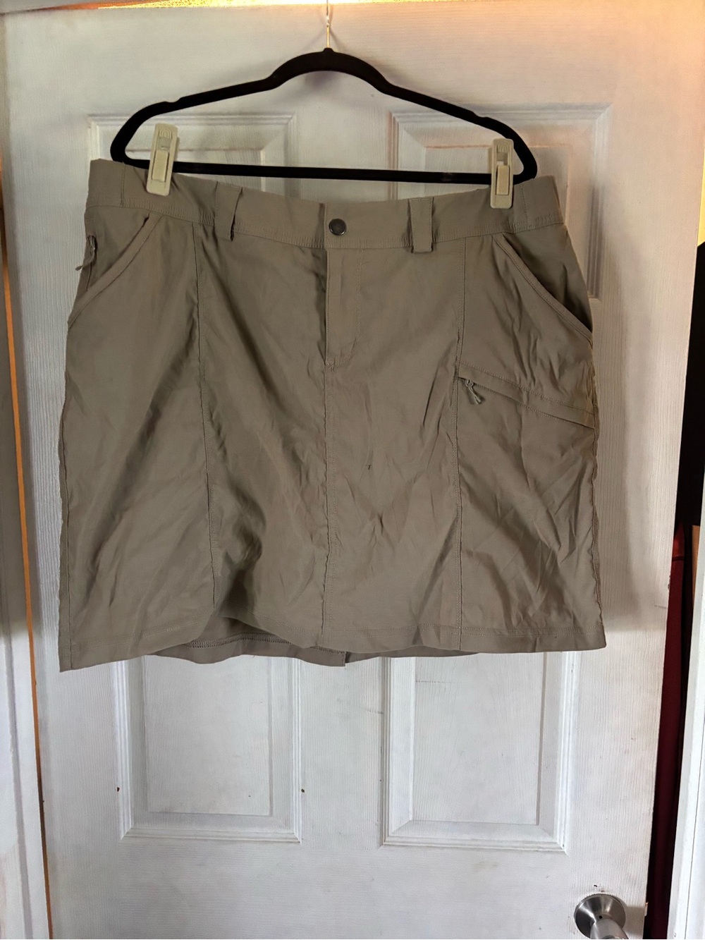Duluth Trading Co Khaki Mini Skirt with Utility Pockets
